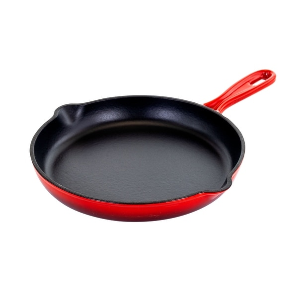 MegaChef Round 10.25in Cast Iron Skillet with Ombre Enameled Coating. Opens flyout.