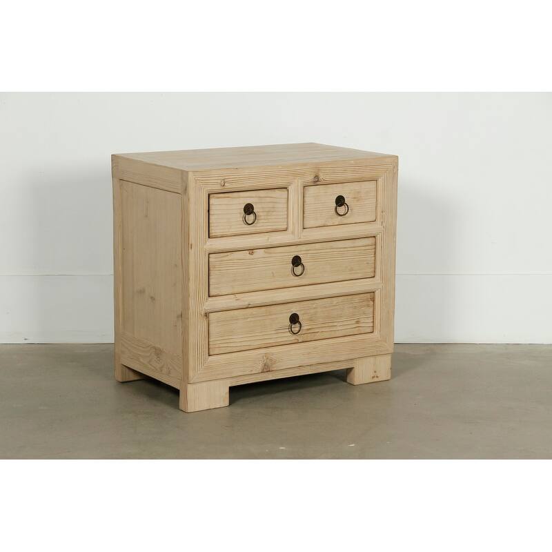 Capri Nightstand with 4 Drawers Weathered Natural Pine 28X18X27H