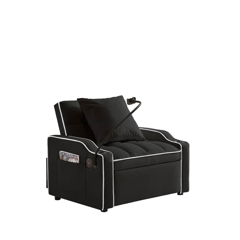GDFStudio - Flora Modern 3-in-1 Convertible Sleeper Chair Sofa Bed, Adjustable Pull-Out Sofa with Storage