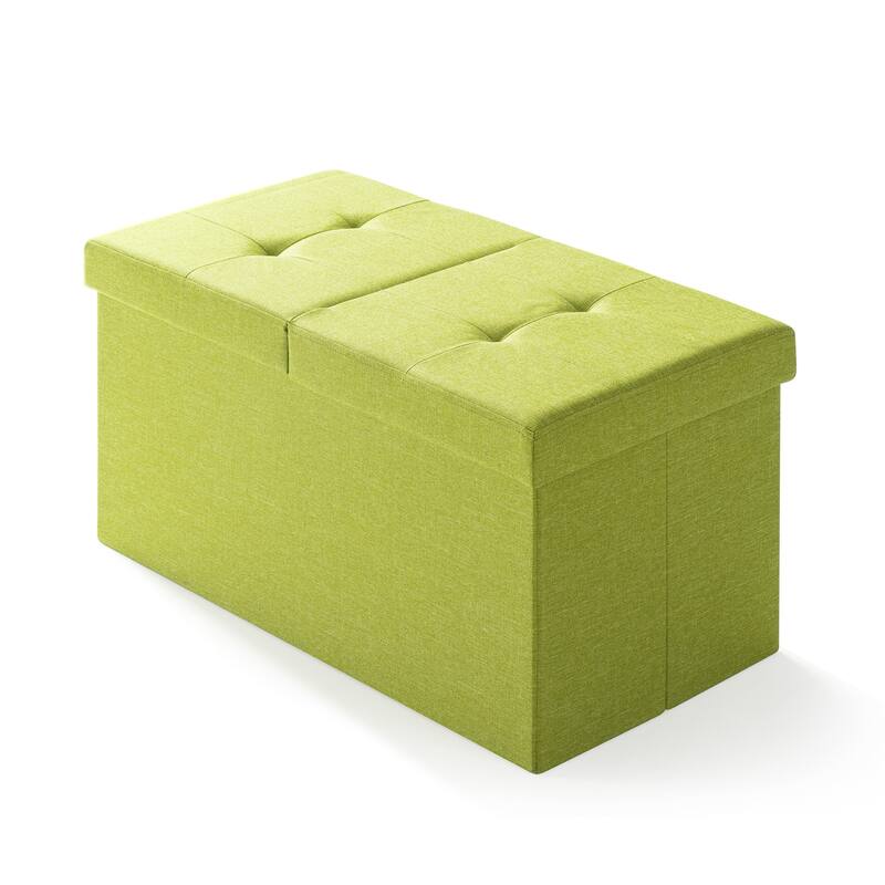 30 Inch Smart Lift Top Button Tufted Fabric Storage Ottoman by Crown Comfort