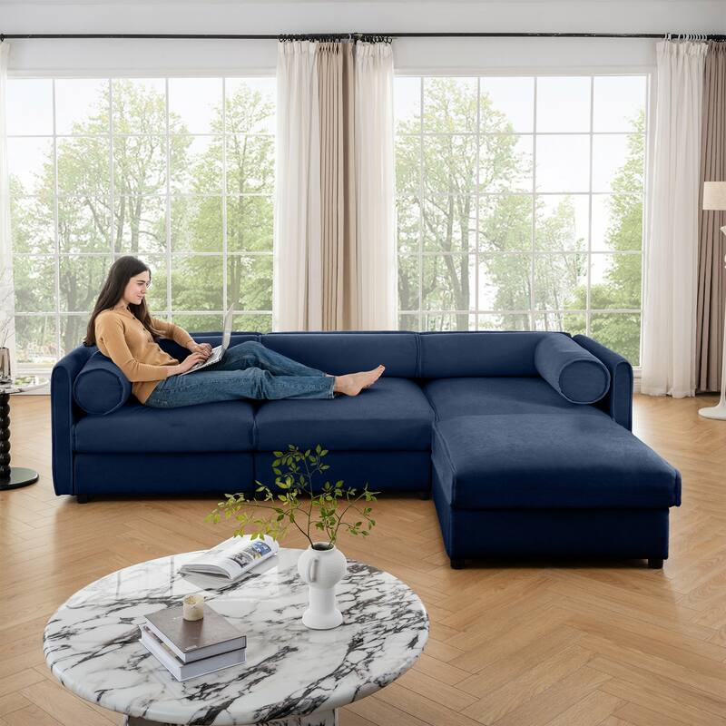 3 Seater L Shaped Sectional Sofa 109" Modular Couch with Storage Seat