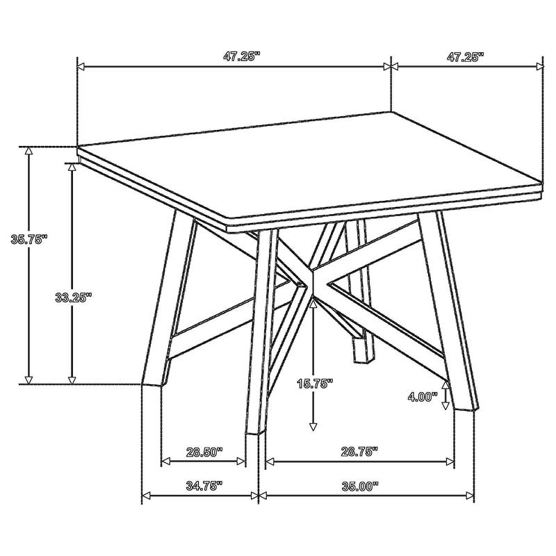 Kana Counter Height Dining Table, Brown Wood, Square 47 Inch Top