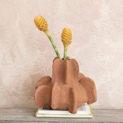 Handmade Paper Mache Vase with Curved Design