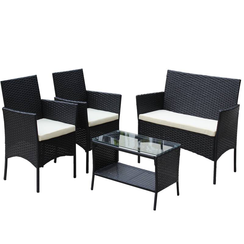 4 PC Rattan Patio Furniture Set