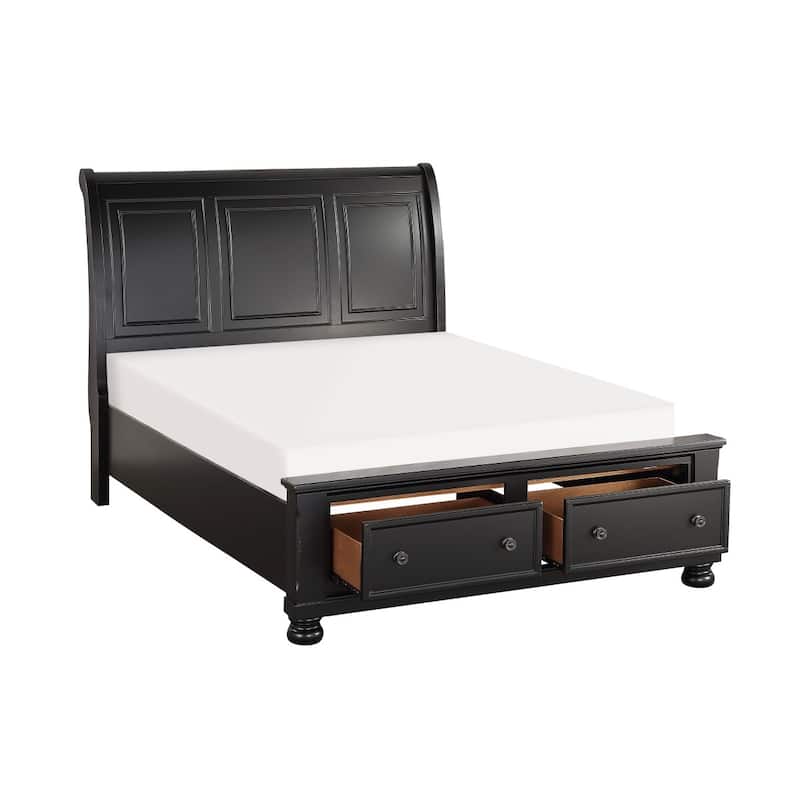 Delia Black Sleigh Storage Platform Bed
