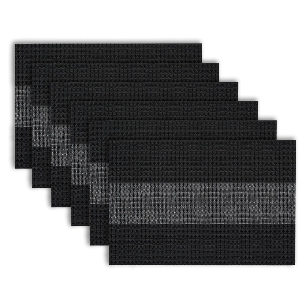 Dainty Home Milan Woven Vinyl Reversible Rectangular Placemat Set Of 6 - 12" x 18"