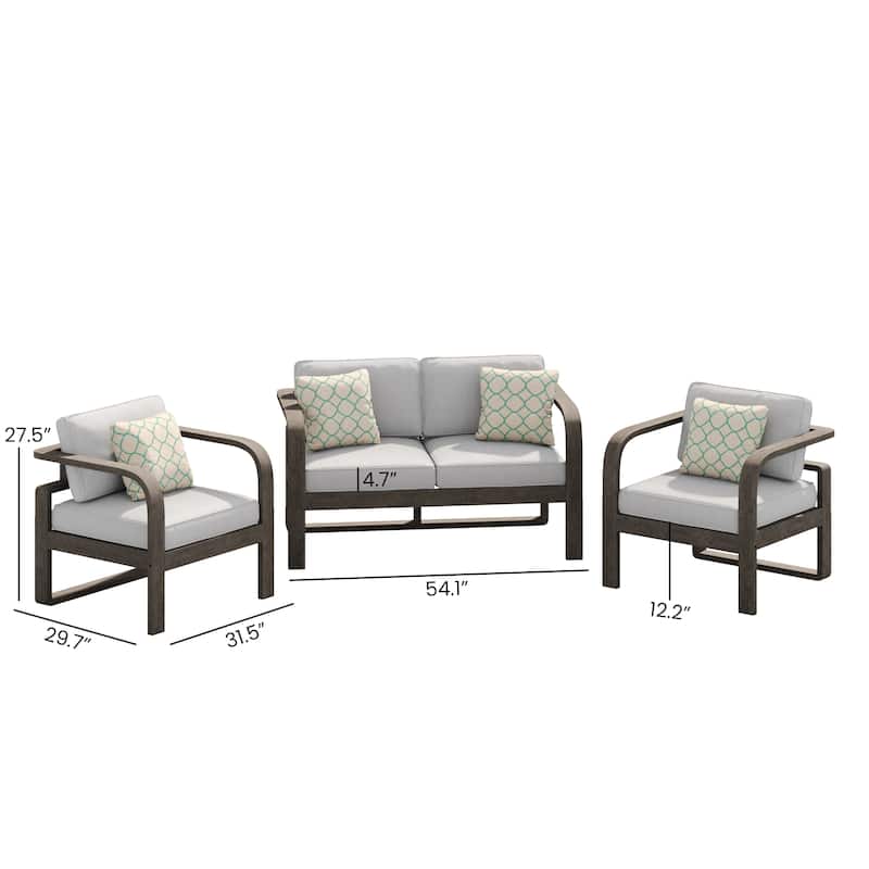 Corvus Annette 3-piece Outdoor Conversation Set with Sunbrella Pillows