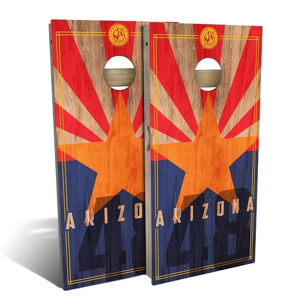 slide 2 of 8, Arizona State Flag 2 Outdoor Cornhole Board Set Backyard 2x4 - Include Carrying Case