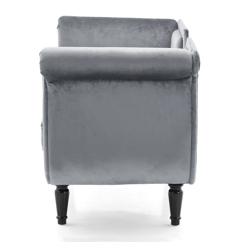 Christopher Knight Home - Velvet Bench with Nailhead Trim & Curved Arms