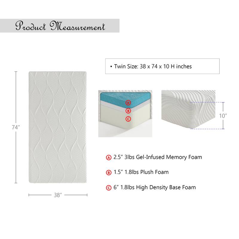 Nightheron 10-Inch Gel-Infused Memory Foam Mattress