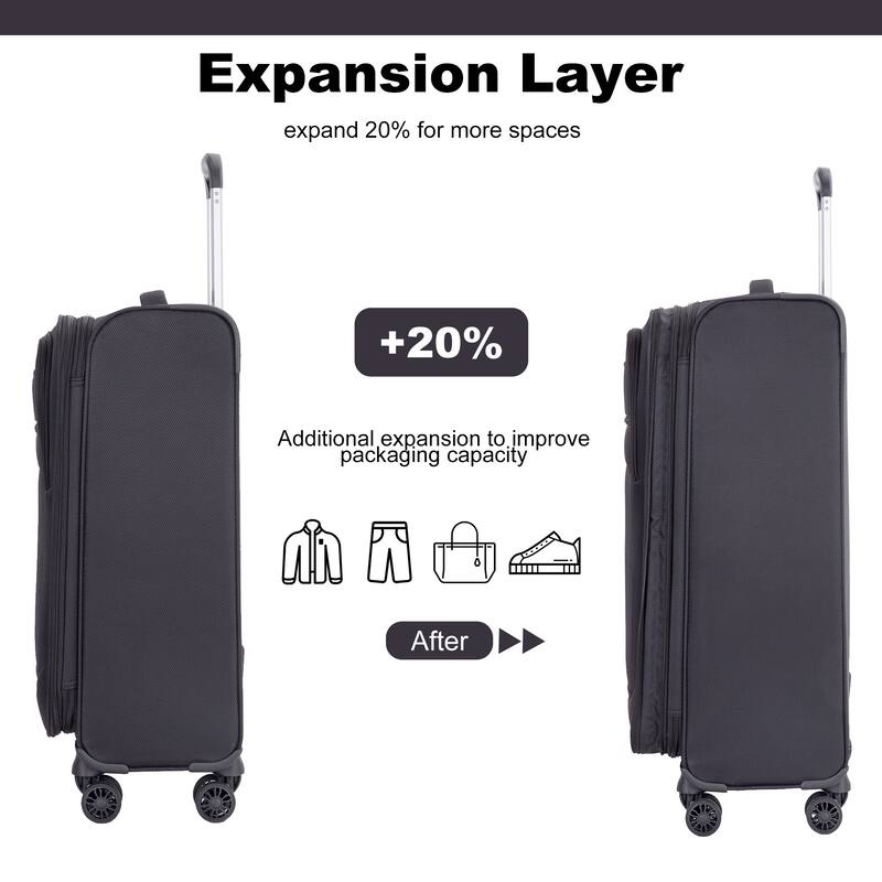Durable 3-Piece Polyester Luggage Set (18" Carry-On, Travel Bag, Toiletry Bag) with 360° Spinner Wheels