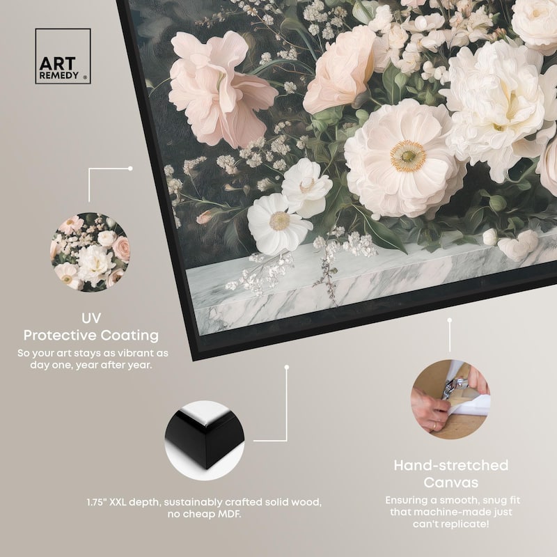 Marble and Blooms Canvas by Art Remedy