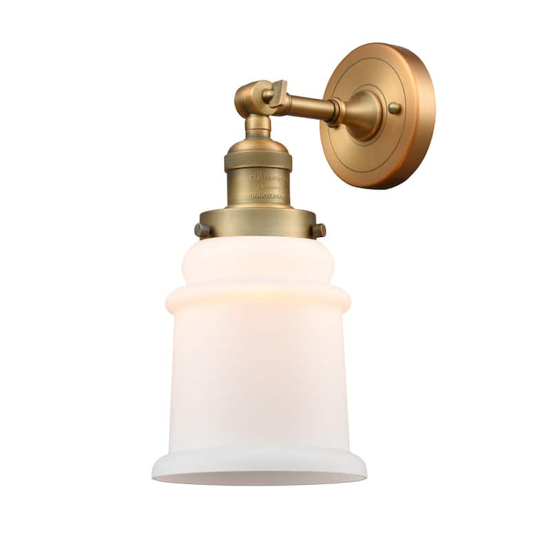 Innovations Lighting Canton Single Light 11" Tall Bathroom Sconce - Brushed Brass / Matte White