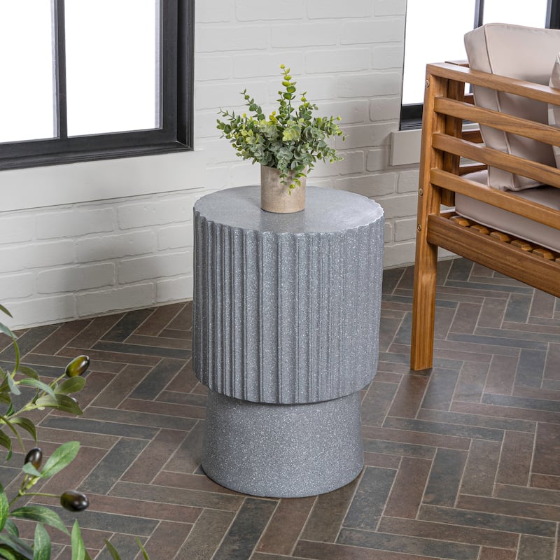Kline 19" Modern Art Deco Tambour Accent Table , by JONATHAN Y