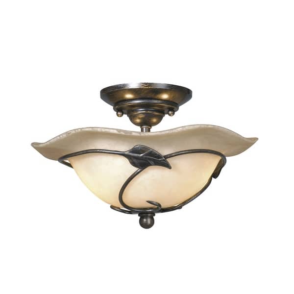 slide 2 of 4, Vaxcel Lighting Vine 2 Light Semi-Flush Indoor Ceiling Fixture with Oil Shale
