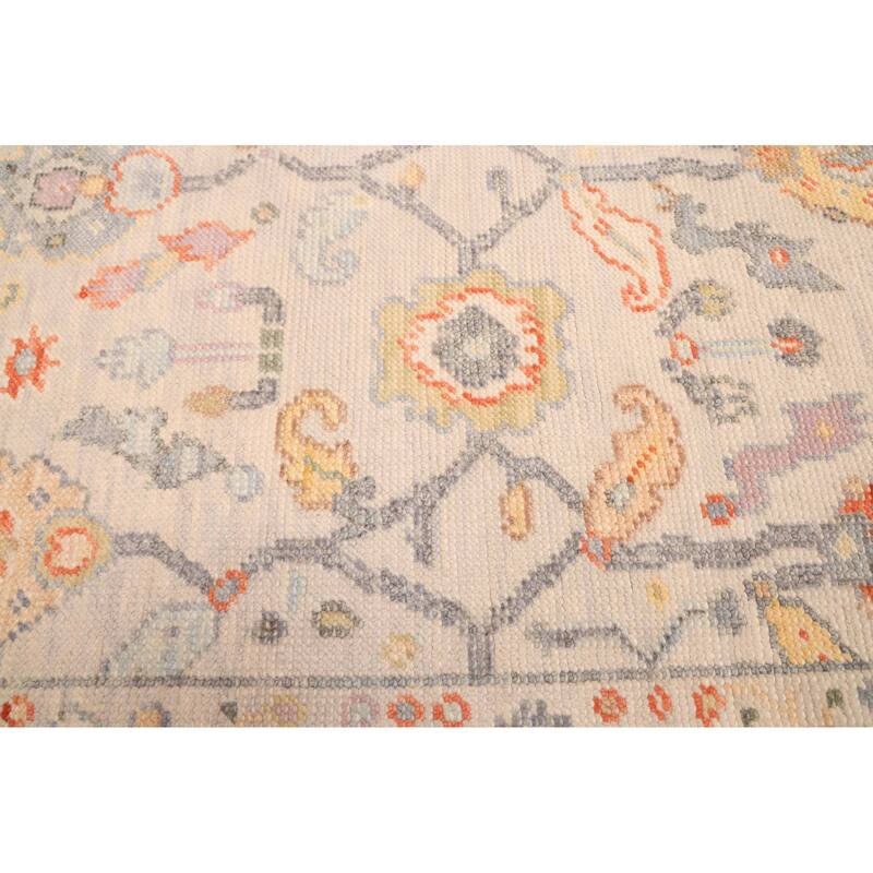 ECARPETGALLERY Hand-knotted Modern Oushak Light Grey Wool Rug - 2'7 x 8'1