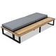preview thumbnail 17 of 18, Outdoor Chaise Lounge Chair with 5-Position Adjustable Backrest and Wood Side Table
