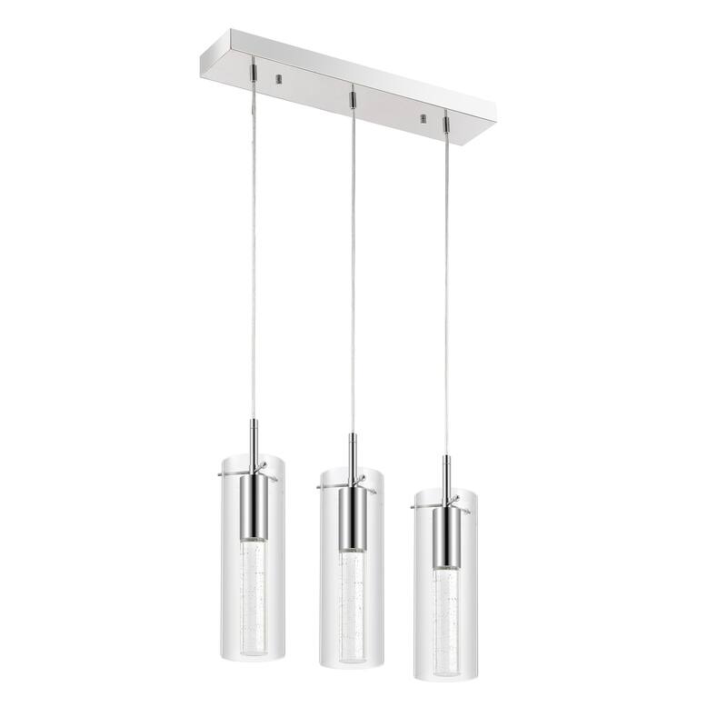 Zinnia Modern Style Iron/Crystal/Glass Integrated LED Linear Pendant, Chrome by JONATHAN Y