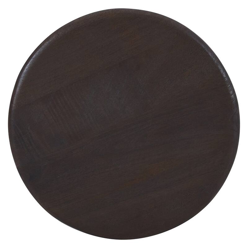 Mid-Century Modern Solid Mango Wood Round Accent Table - Mocha