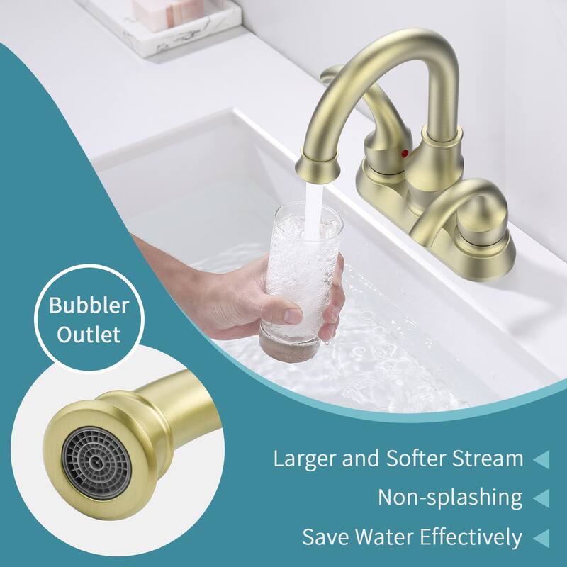 Modern 2 Handle 360 Degree Swivel Bathroom Vanity Sink Faucet with Pop Up Drain and Water Supply Hose, Aerator, Water Saving - Yellow