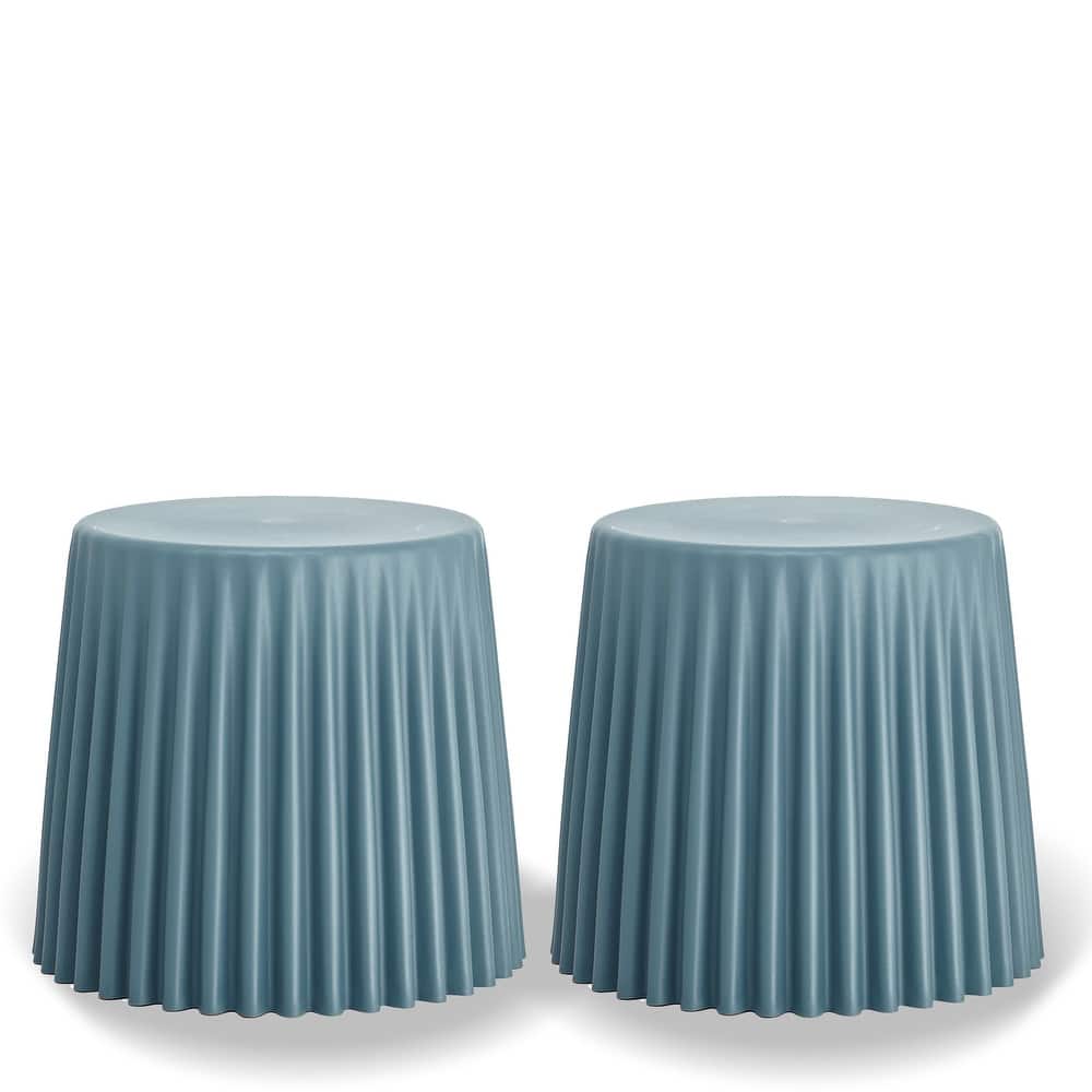 Set of 2 Modern Plastic Cupcake Stools – Stackable Storage Ottomans, Side Tables, or Extra Seating for Living Room or Bedroom