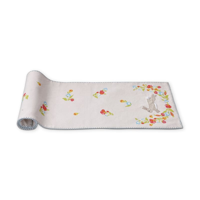 Cottontail Bunny Rabbit Blossom Floral Easter Table Runner