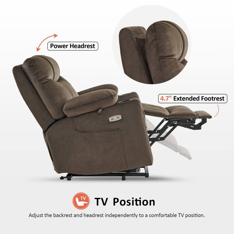 MCombo Small Dual Motor Power Lift Recliner Chair with Massage,Dual Heating, Adjustable Headrest, Fabric 7222