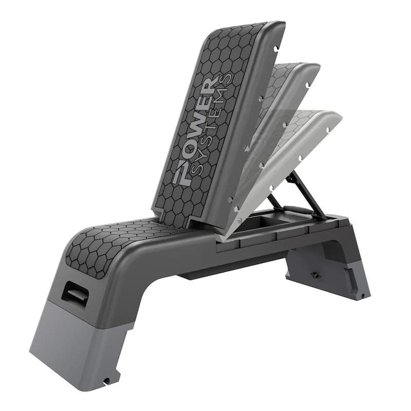 Power Systems Aerobic Deck Adjustable Fitness Bench with Band Clips - N/A