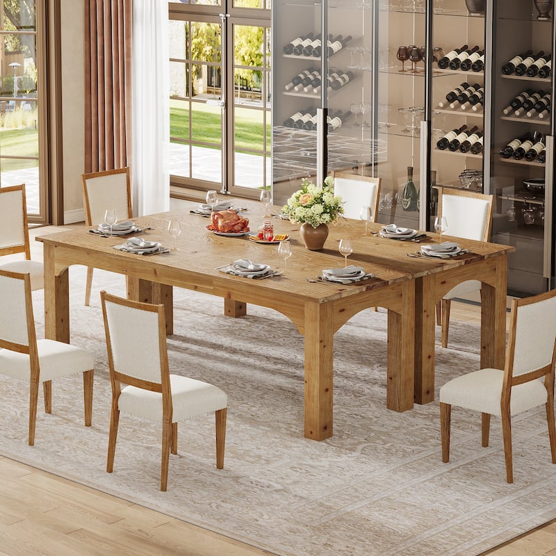 79 Inch Long Solid Wood Dining Table, Farmhouse Rectangular Kitchen Table