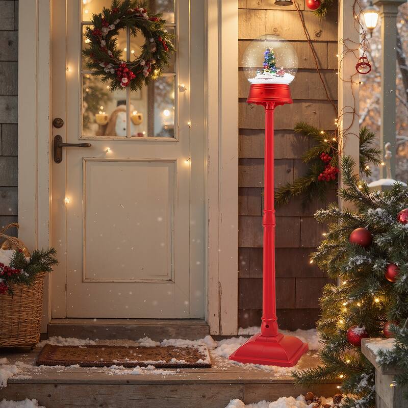 Gymax 5 Ft Musical Christmas Street Lamp w/ 8 Tunes & 15 Colorful LED