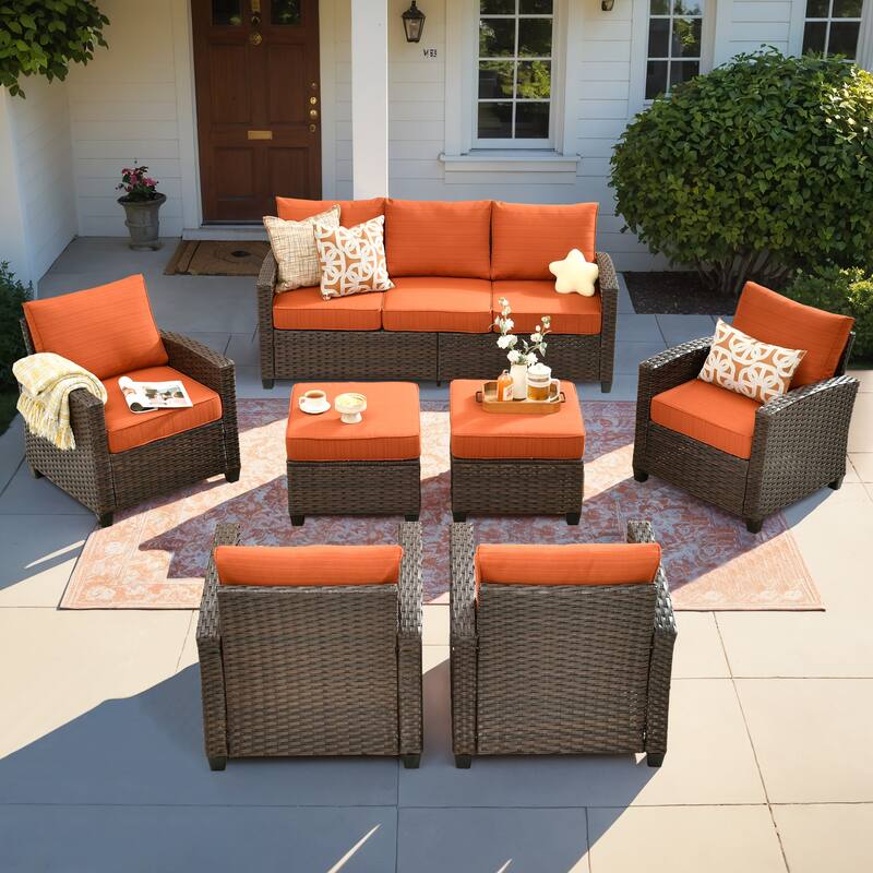 XIZZI Outdoor Patio Rattan Wicker Furniture Conversation Set