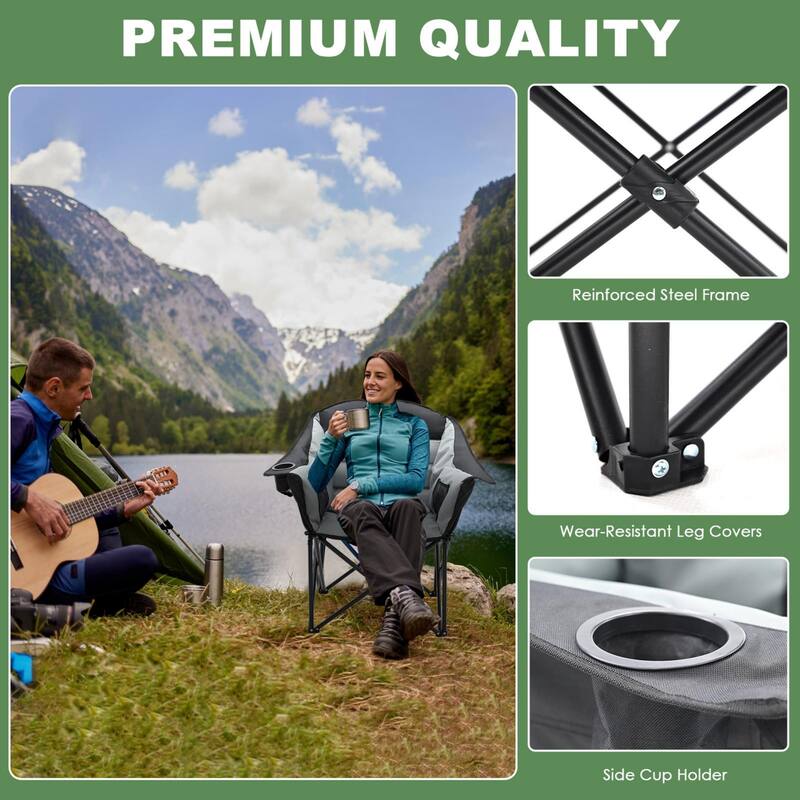 DoCred Oversized Camping Chair, Fully Padded Folding Moon Chair