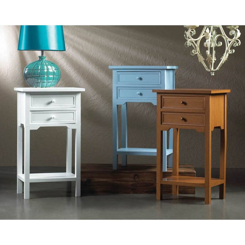 27.75" White Contemporary Side Table with 2-Drawers