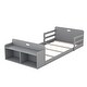 preview thumbnail 8 of 8, Twin Size Floor Bed with Storage Footboard and Safety Guardrail,Classic Style