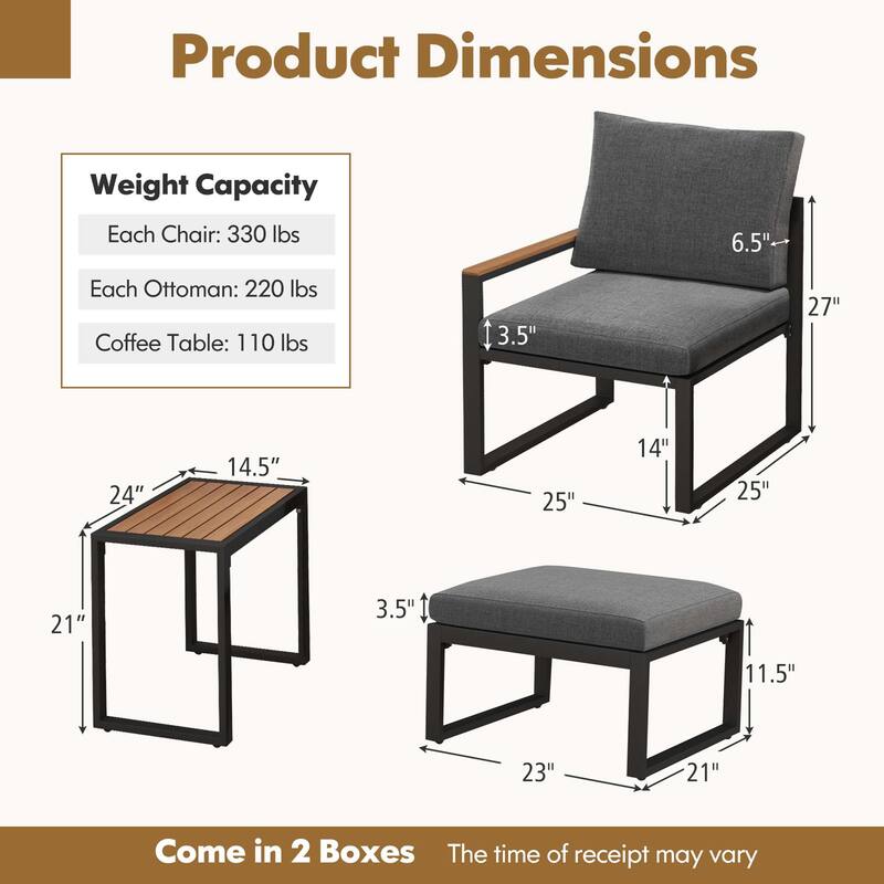Gymax Set of 5 Furniture Set w/ Soft Cushions Space Saving Design