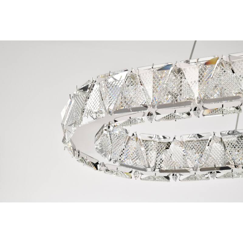 Asher LED 36 Inch Oval Pendant Polished Nickel Finish K9 Crystal - Polished Nickel