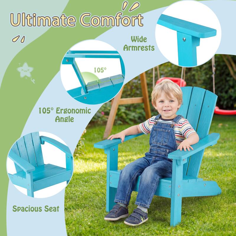 Gymax 4PCS Kid's Adirondack Chair All-Weather HDPE Toddler Lawn Chair
