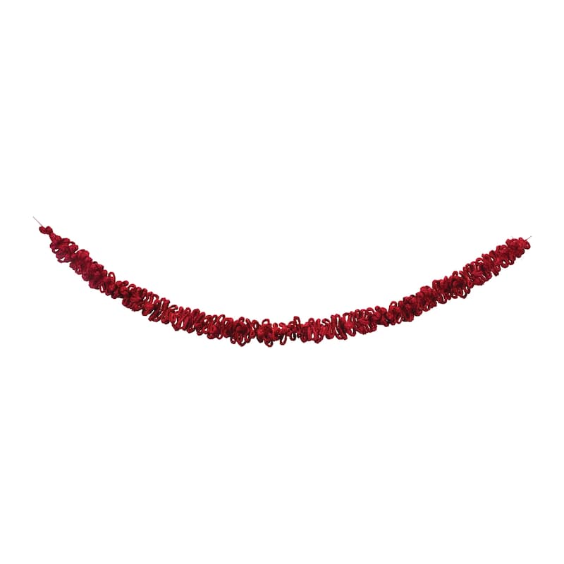Bunched Jute Garland (Set of 2) - Red - 68 x 3.5 x 3.5
