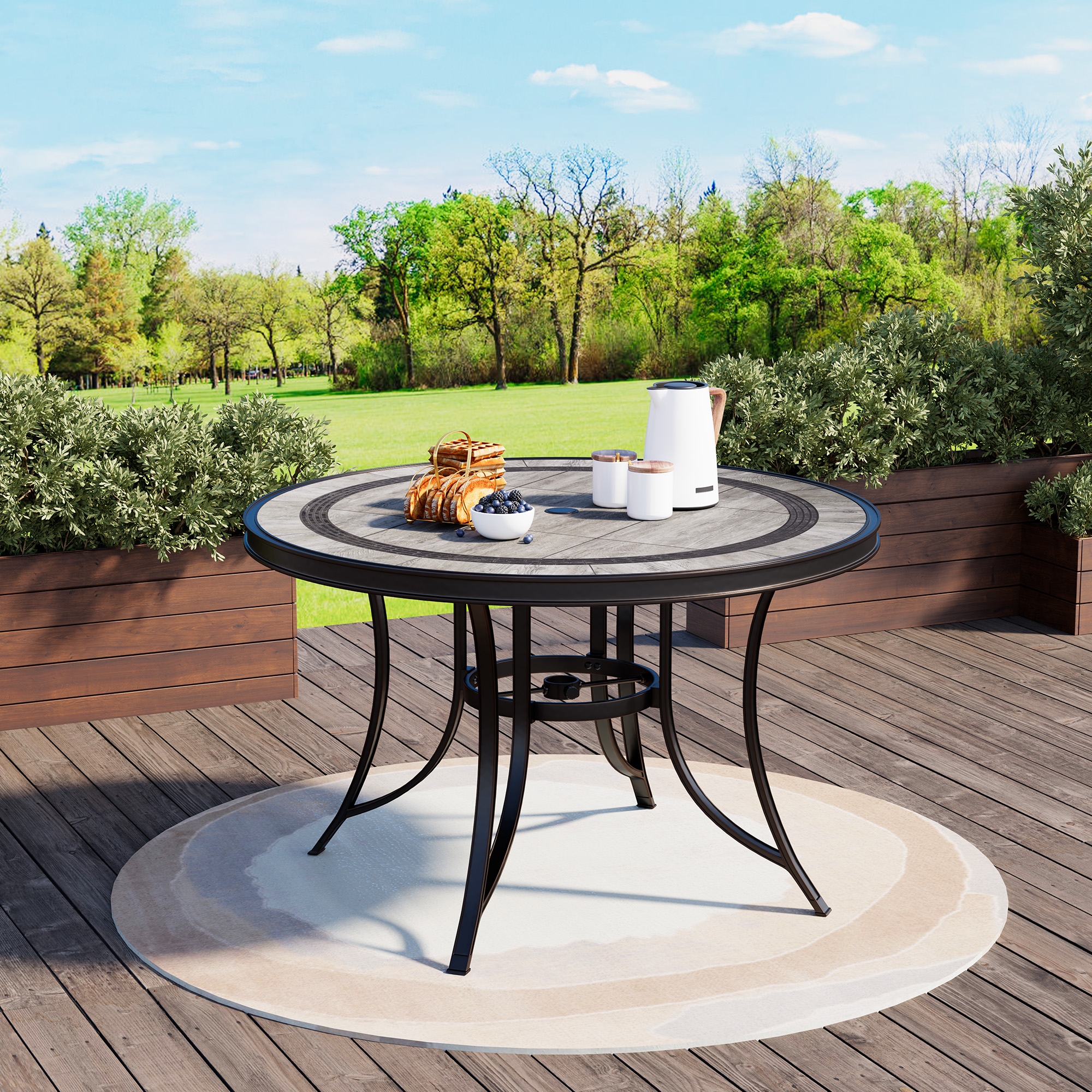 60 inch round patio deals table with umbrella hole