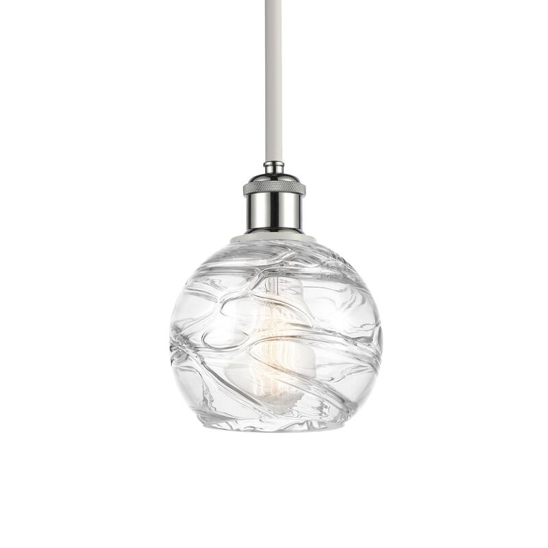 Innovations Lighting 516-1S-8-6 Athens Pendant Athens 6" Wide Mini - Clear Deco Swirl / White and Polished Chrome