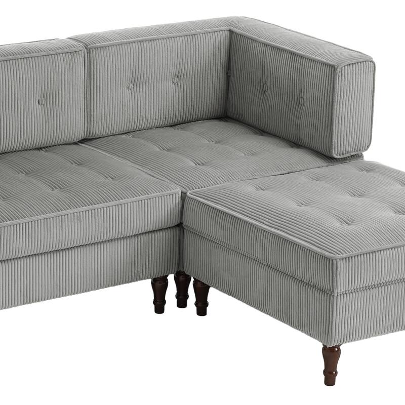 4-Piece 98" W Upholstered Modular Corduroy Sectional Sofa