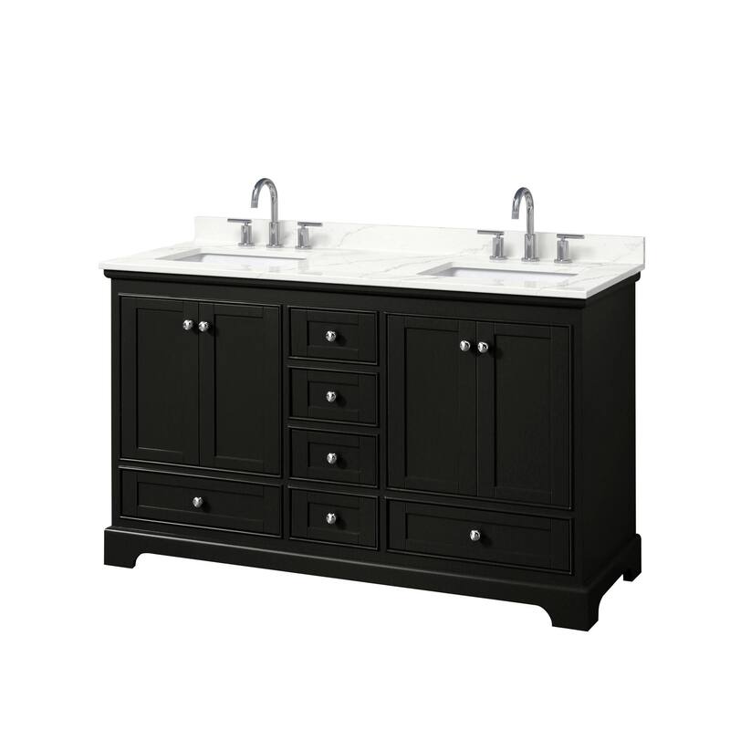 Wyndham Collection WCS202060D-QTZ-US3MXX Deborah 60" Free Standing - Dark Espresso / Giotto Quartz Top / Polished