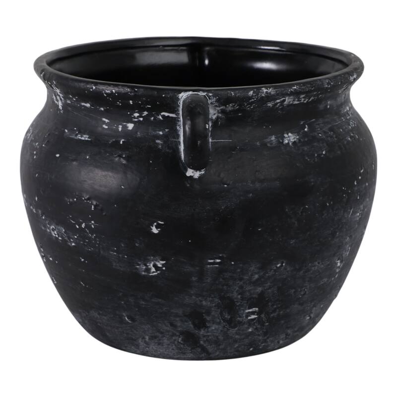 Stoneware Planter Rustic Texture and Handles Vessel Vintage Style