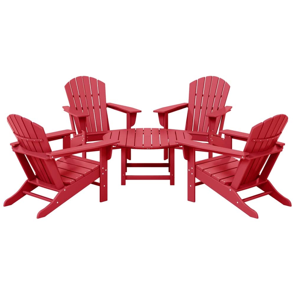 Altura Outdoor 5-Piece Adirondack Chair & Round Coffee Table Conversation Set