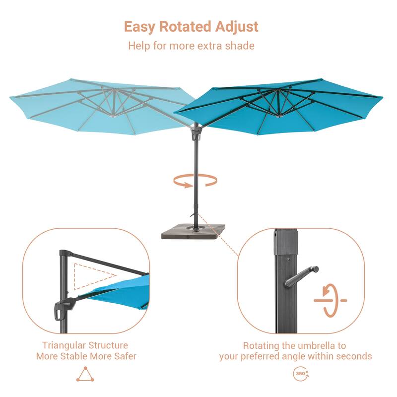 LIVOOSUN 11ft Patio Offset Umbrella Cantilever Umbrella with Base