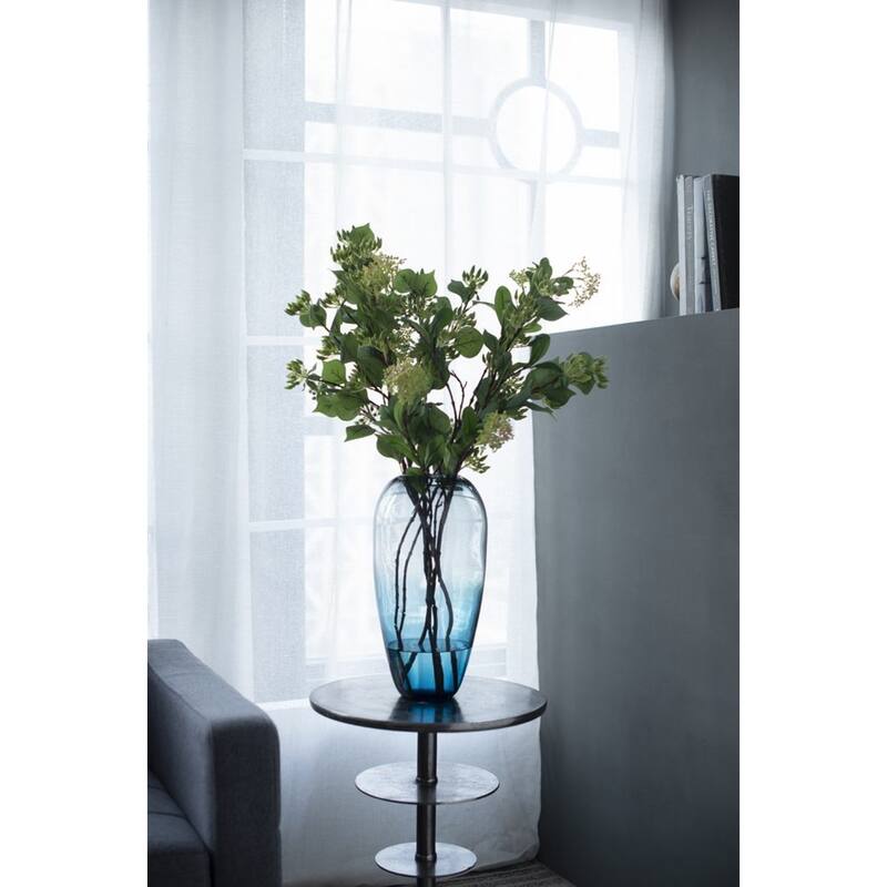 Handmade Glass Vase - 15" - Blue and Gray