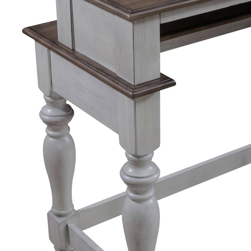 Ocean Isle Antique White & Weathered Pine Console Table