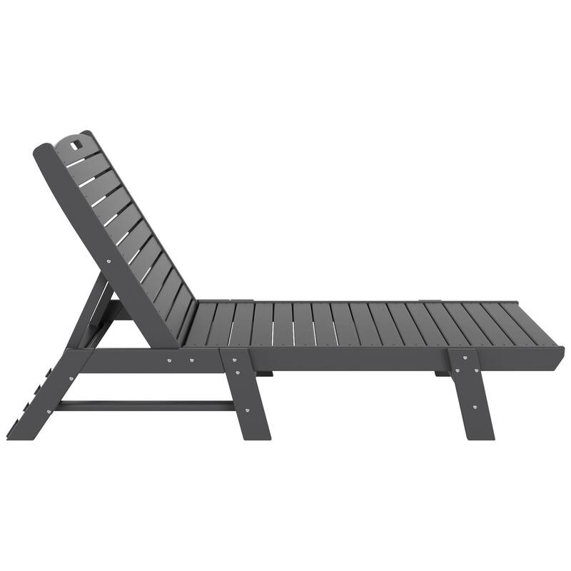 Laguna Hdpe All Weather Outdoor Patio Pool Reclining Armless Chaise Lounges With Square Side Table (3-Piece Set)