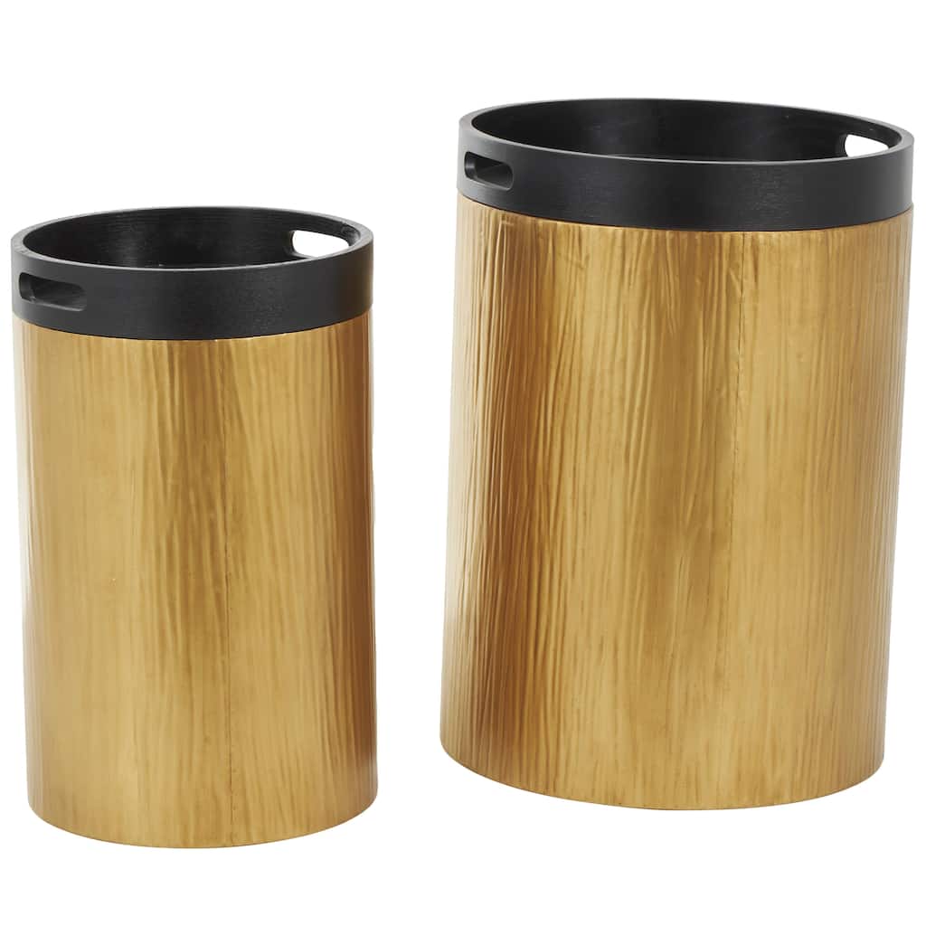 Metal Nesting Accent Table with Black Tray Tabletops - Set of 2 Gold - Roche River Decor