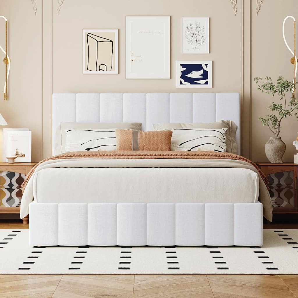 Queen size Upholstered Platform bed with a Hydraulic Storage System